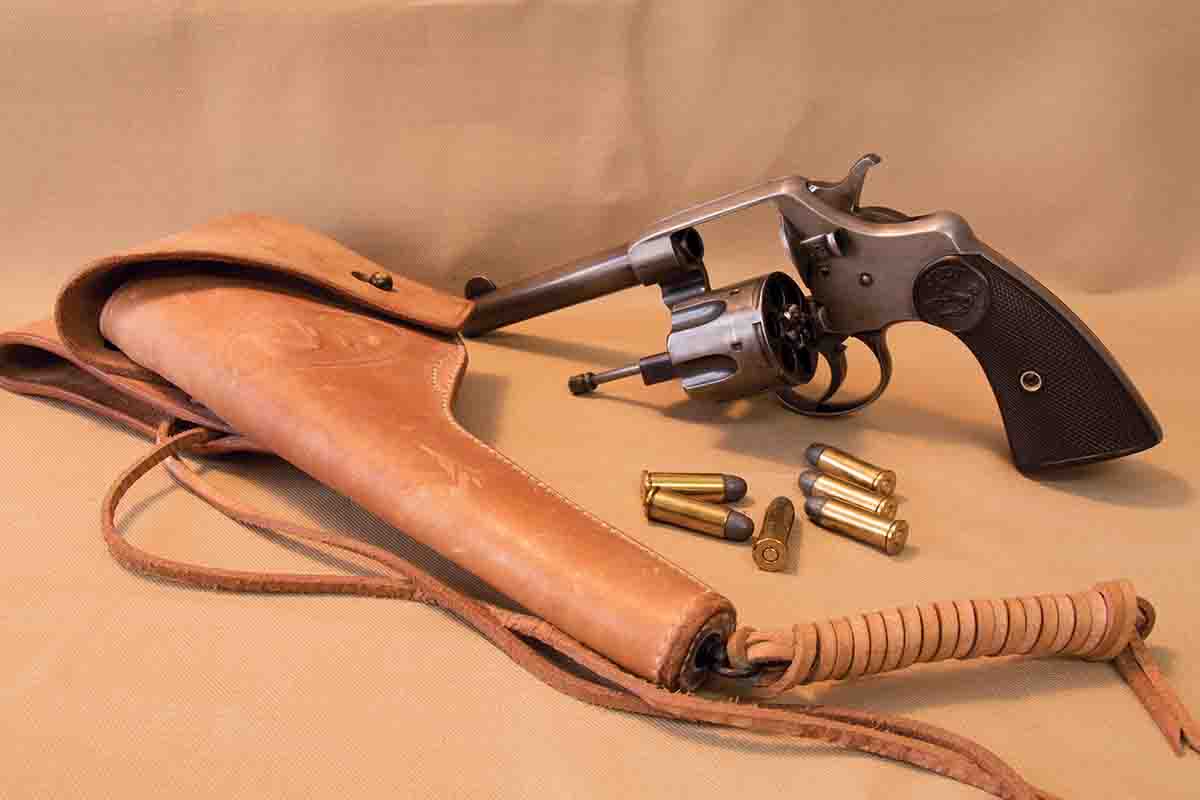 The Colt Army 1896 New Model revolver in .38 Long Colt caliber.